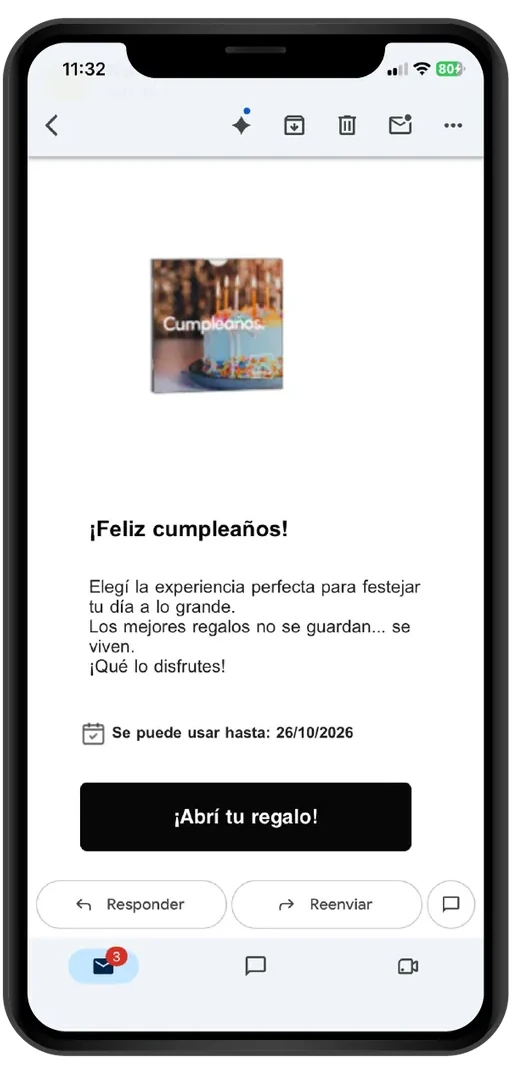 Email con el catálogo de canje